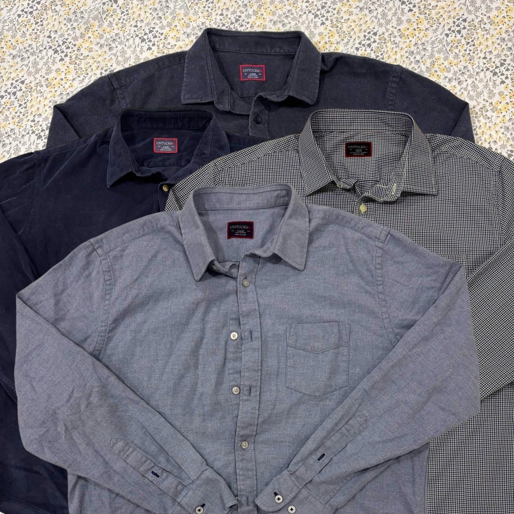 LOT OF 4 UNTUCKit Button Up Shirts Men's Size Large Long Sleeve Casual Bundle